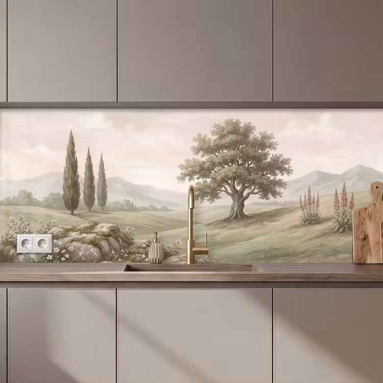 Heuvellandschap - Bomen - Natuur - Groen keuken achterwand 2 middel zz_3dshopping