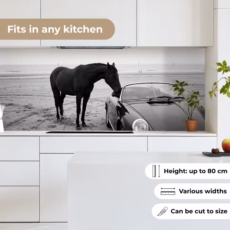 Paard - Auto - Zwart - Wit keuken achterwand 2 middel -sfeer4_UK