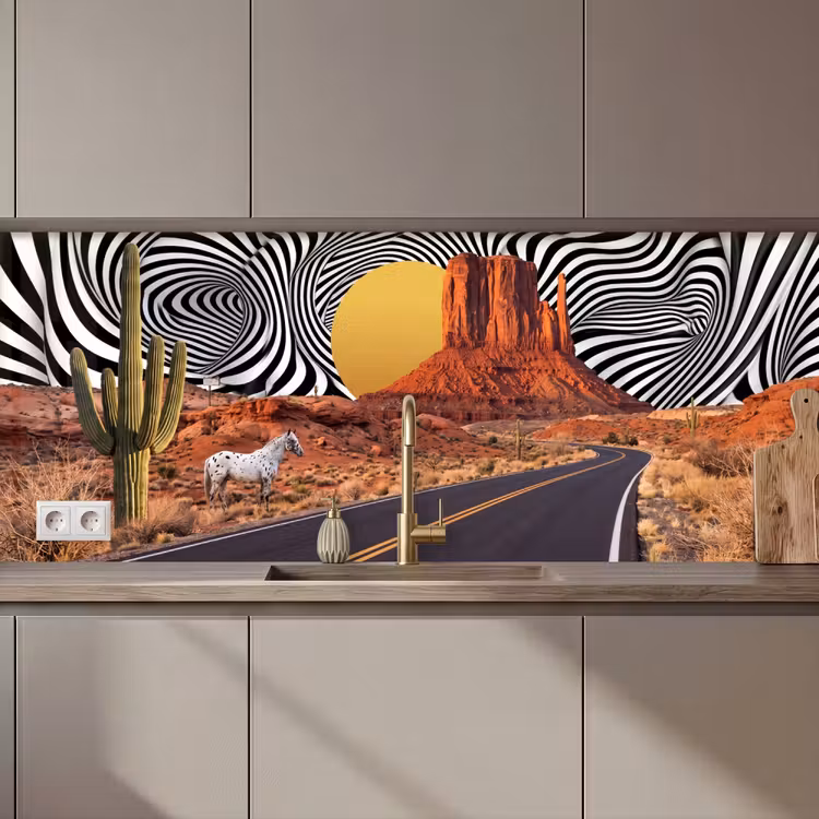 Kitchen Wall Splashback - Horse - Desert - Nature - Paard - Woestijn - Natuur keuken achterwand 2 middel zz_3dshopping