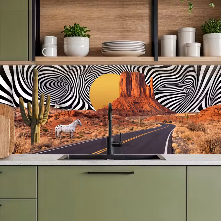 Kitchen Wall Splashback - Horse - Desert - Nature - Paard - Woestijn - Natuur keuken achterwand 2 middel