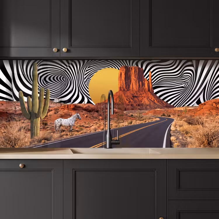 Kitchen Wall Splashback - Horse - Desert - Nature - Paard - Woestijn - Natuur keuken achterwand 2 middel