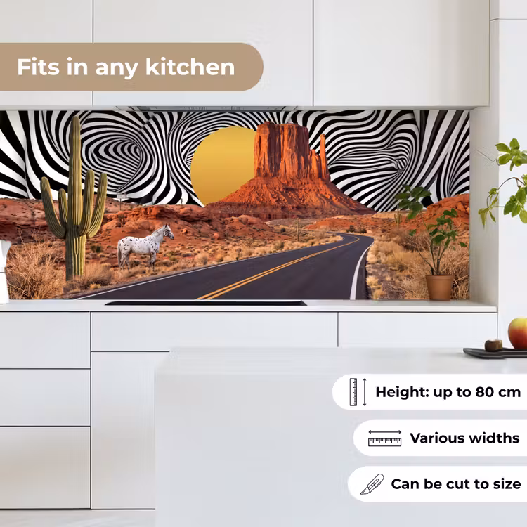Kitchen Wall Splashback - Horse - Desert - Nature - Paard - Woestijn - Natuur keuken achterwand 2 middel