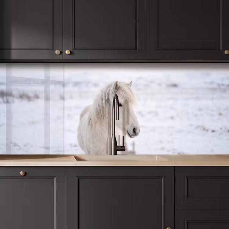 Paard - Kop - Winter - Dieren - Wit keuken achterwand 2 middel -sfeer1
