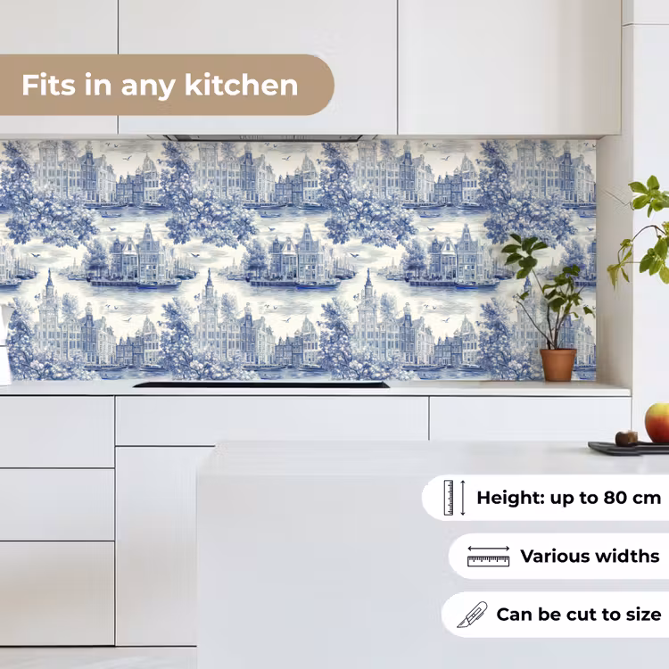 Huizen - Bomen - Water - Vogels - Blauw keuken achterwand 2 middel 871 -sfeer4_UK