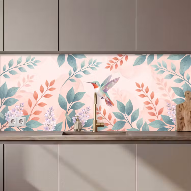 Kolibrie - Vliegen - Natuur - Illustratie - Kleurrijk keuken achterwand 2 middel zz_3dshopping