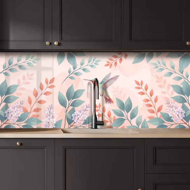 Kolibrie - Vliegen - Natuur - Illustratie - Kleurrijk keuken achterwand 2 middel -sfeer1