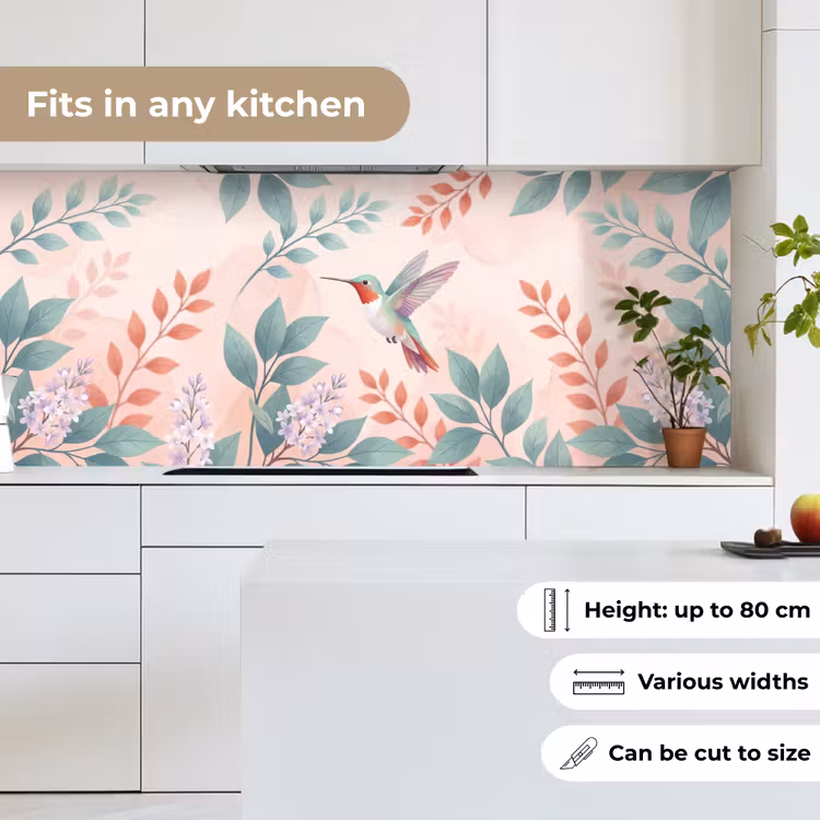 Kolibrie - Vliegen - Natuur - Illustratie - Kleurrijk keuken achterwand 2 middel -sfeer4_UK