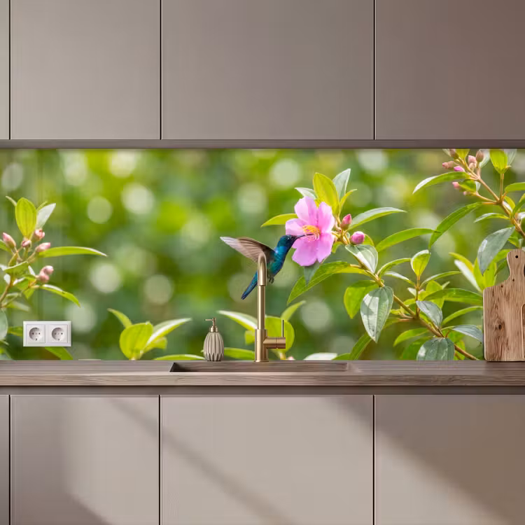 Kolibrie - Bloem - Natuur - Groen keuken achterwand 2 middel zz_3dshopping