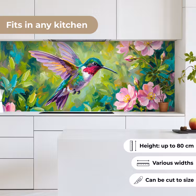 Kolibrie - Bloemen - Natuur - Kleurrijk keuken achterwand 2 middel -sfeer4_UK