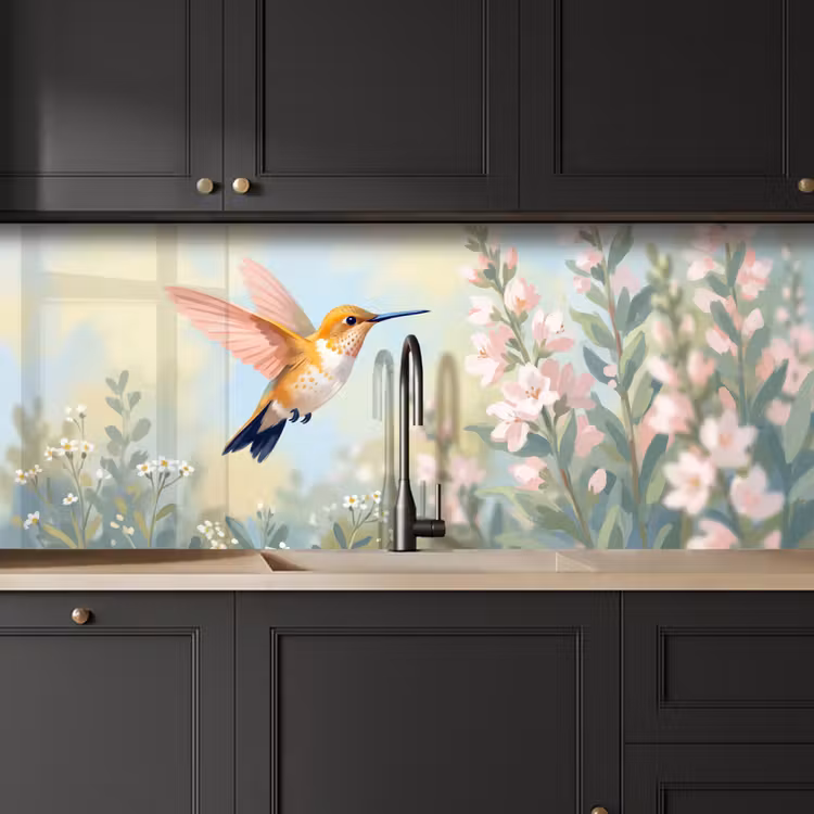 Kolibrie - Illustratie - Kleurrijk keuken achterwand 2 middel -sfeer1