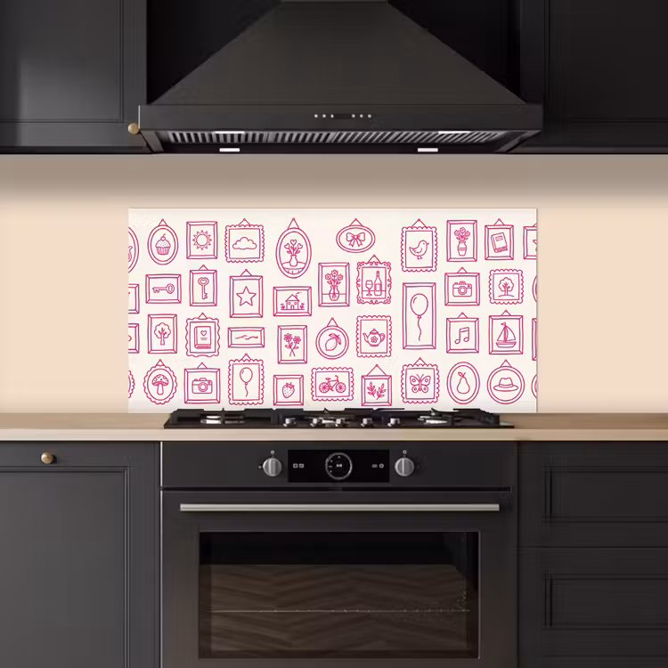 Illustratie - Collectie - Kunst - Minimalistisch - Roze keuken achterwand spatscherm middel -sfeer1