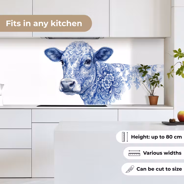 Illustratie - Koe - Blauw keuken achterwand 2 middel -sfeer4_UK