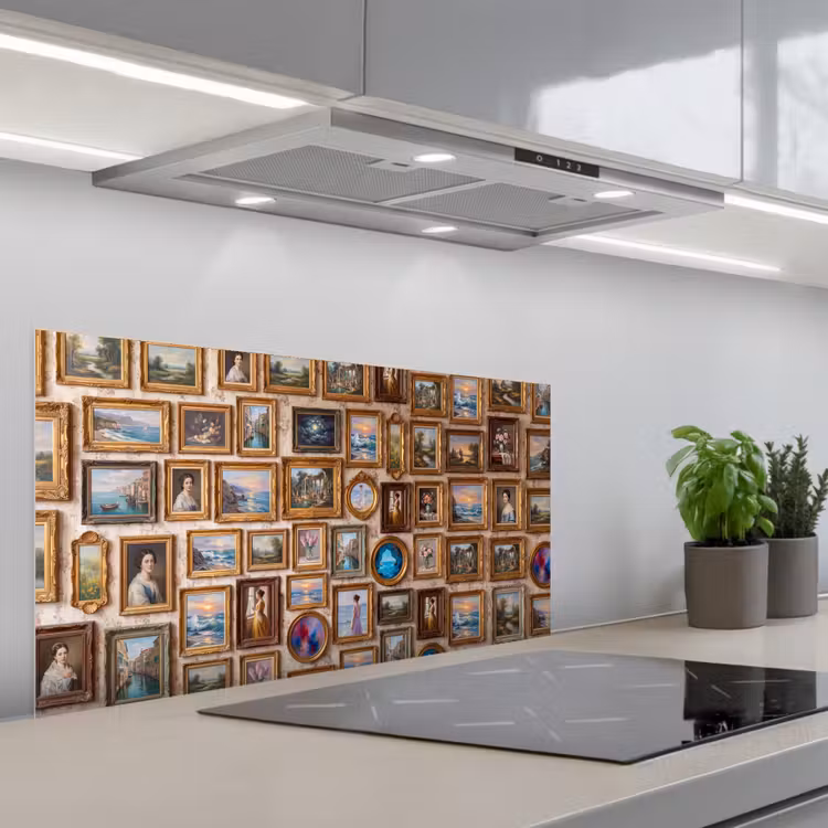 Interieur - Kunst - Collectie - Klassiek - Goud keuken achterwand spatscherm middel -3d_schuin
