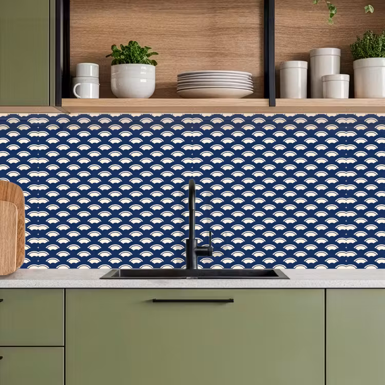 Japans - Blauw - Wit - Patronen keuken achterwand 2 middel 871 -sfeer3