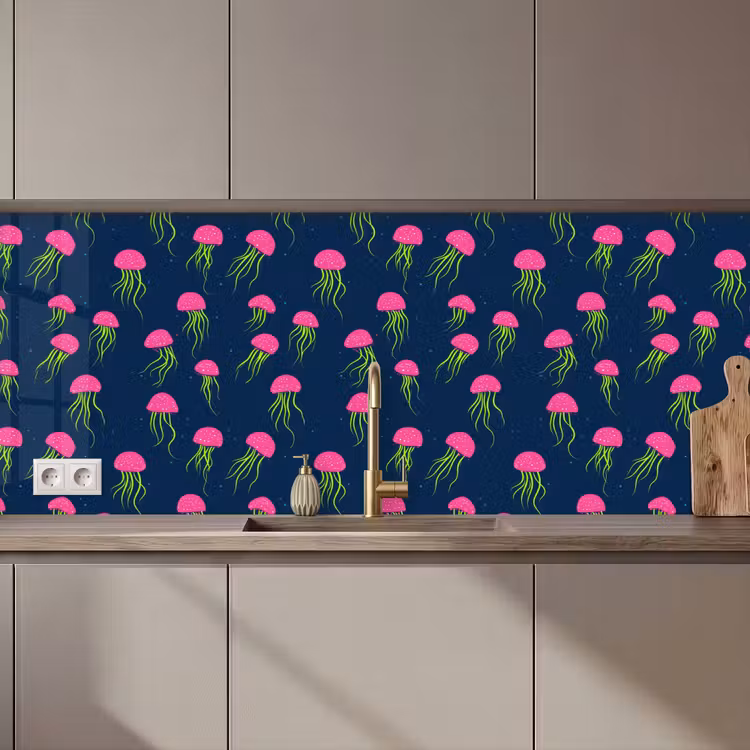Kwallen - Diepzee - Neon keuken achterwand 2 middel 871 zz_3dshopping
