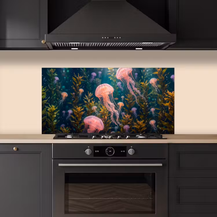 Kwal - Roze - Onderwater - Zeeleven - Dieren keuken achterwand spatscherm middel -sfeer1