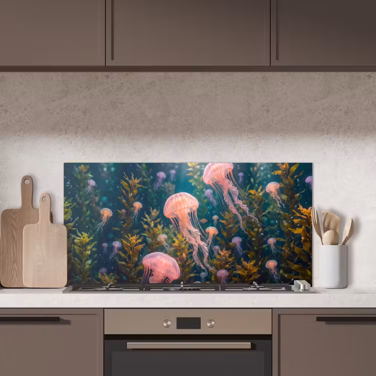 Kwal - Roze - Onderwater - Zeeleven - Dieren keuken achterwand spatscherm middel -sfeer2