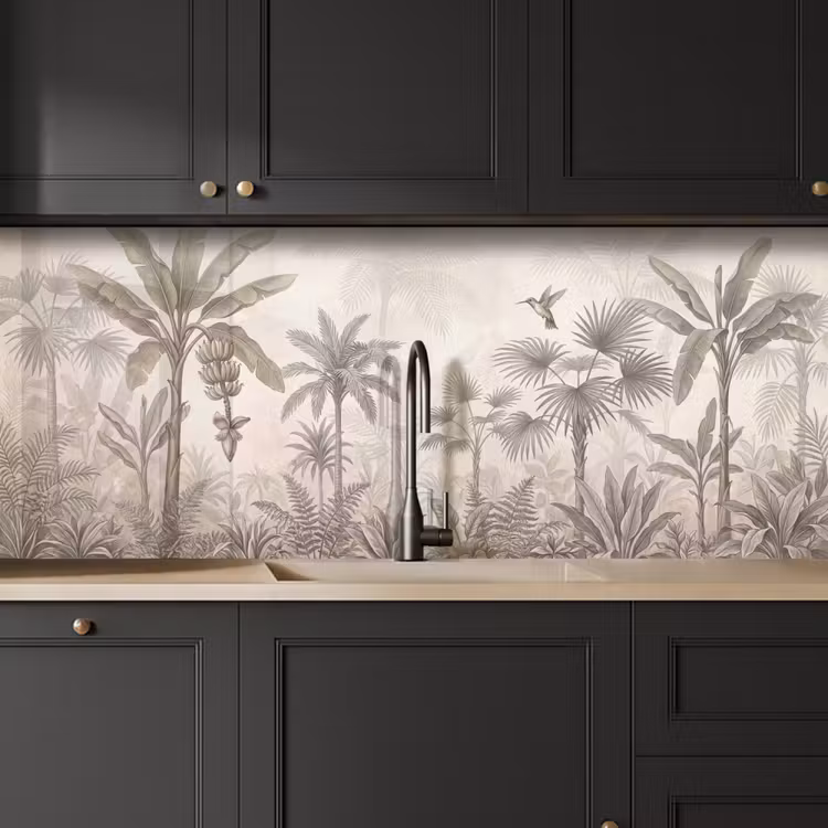 Jungle - Banenboom - Kolibrie - Beige keuken achterwand 2 middel -sfeer1