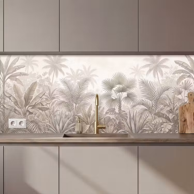 Jungle - Tropisch - Natuur -Vintage - Beige keuken achterwand 2 middel zz_3dshopping