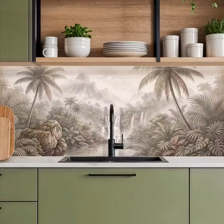 Jungle - Watervallen - Tropisch - Illustratie keuken achterwand 2 middel -sfeer3