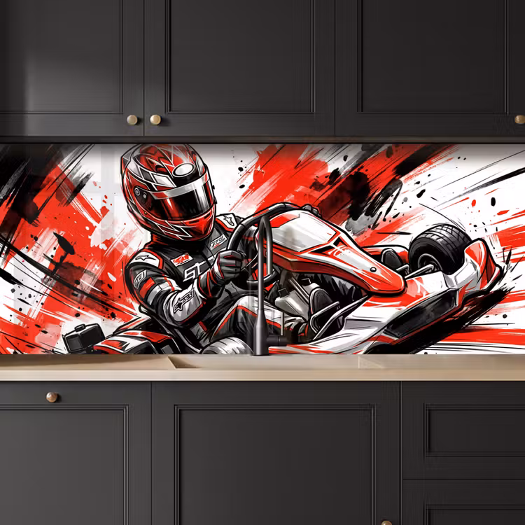 Kart - Coureur - Snelheid - Rood keuken achterwand 2 middel -sfeer1