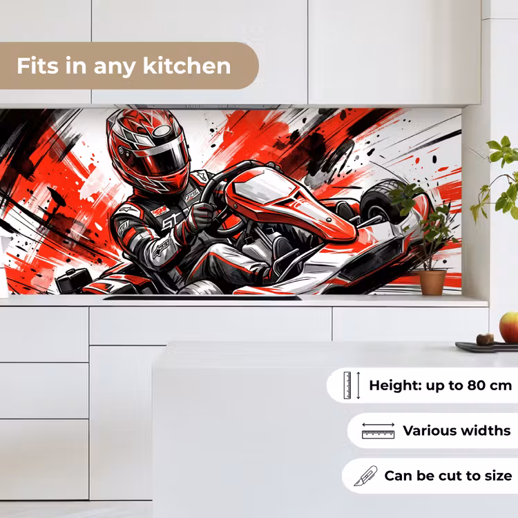 Kart - Coureur - Snelheid - Rood keuken achterwand 2 middel -sfeer4_UK