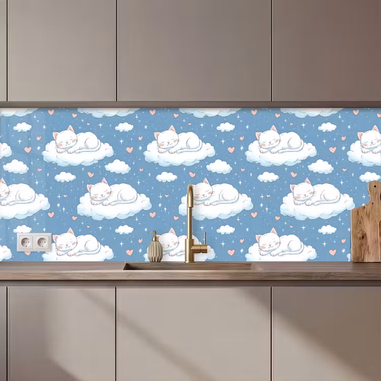 Kitten - Wolken - Blauw keuken achterwand 2 middel 871 zz_3dshopping