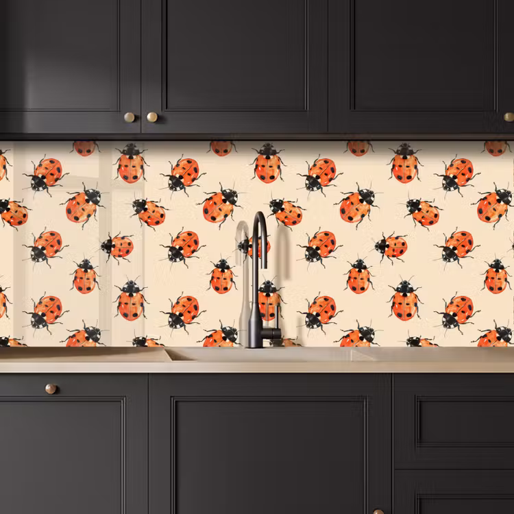 Lieveheersbeestjes - Patroon - Rood keuken achterwand 2 middel 871 -sfeer1