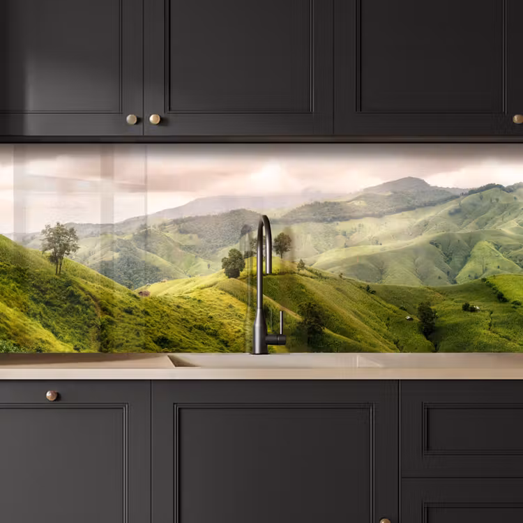 Landschap - Heuvels - Groen keuken achterwand 2 middel -sfeer1