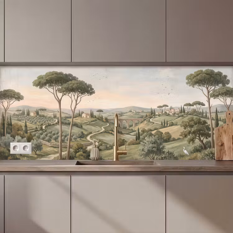 Landschap - Heuvels - Zandpad - Groen keuken achterwand 2 middel zz_3dshopping