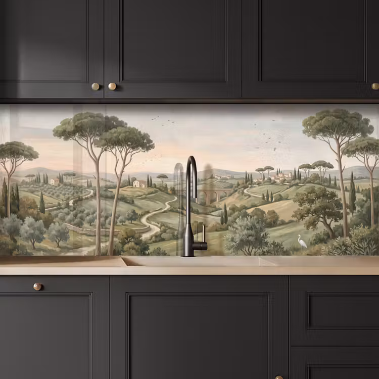 Landschap - Heuvels - Zandpad - Groen keuken achterwand 2 middel -sfeer1