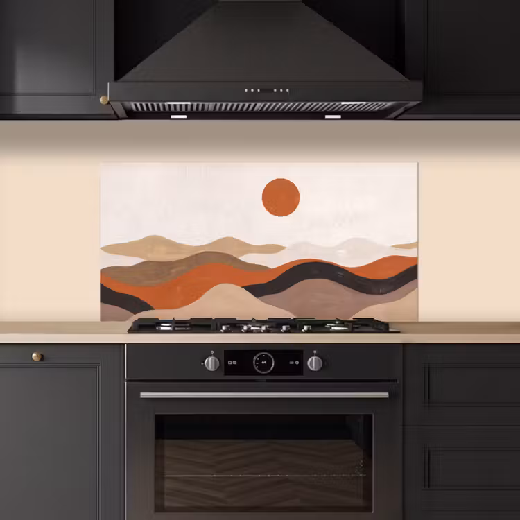 Landschap - Heuvels - Zon - Abstract - Oranje keuken achterwand spatscherm middel -sfeer1