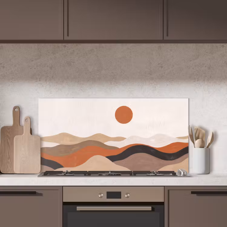 Landschap - Heuvels - Zon - Abstract - Oranje keuken achterwand spatscherm middel -sfeer2