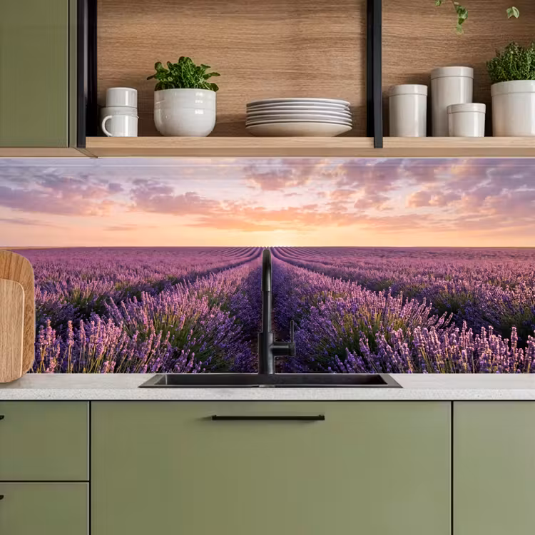 Landschap - Lavendelveld - Paars keuken achterwand 2 middel -sfeer3