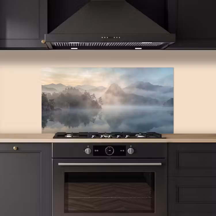 Landschap - Bergen - Mist - Water - Natuur keuken achterwand spatscherm middel -sfeer1