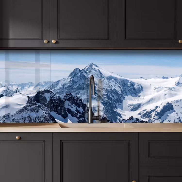Landschap - Bergen - Sneeuw - Wit keuken achterwand 2 middel -sfeer1