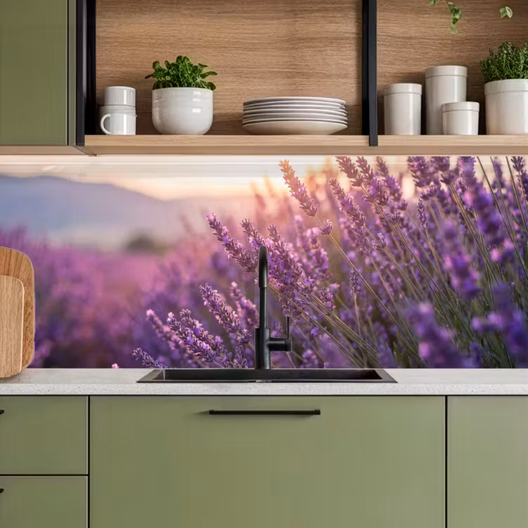 Lavendel - Paars - Zonlicht keuken achterwand 2 middel -sfeer3