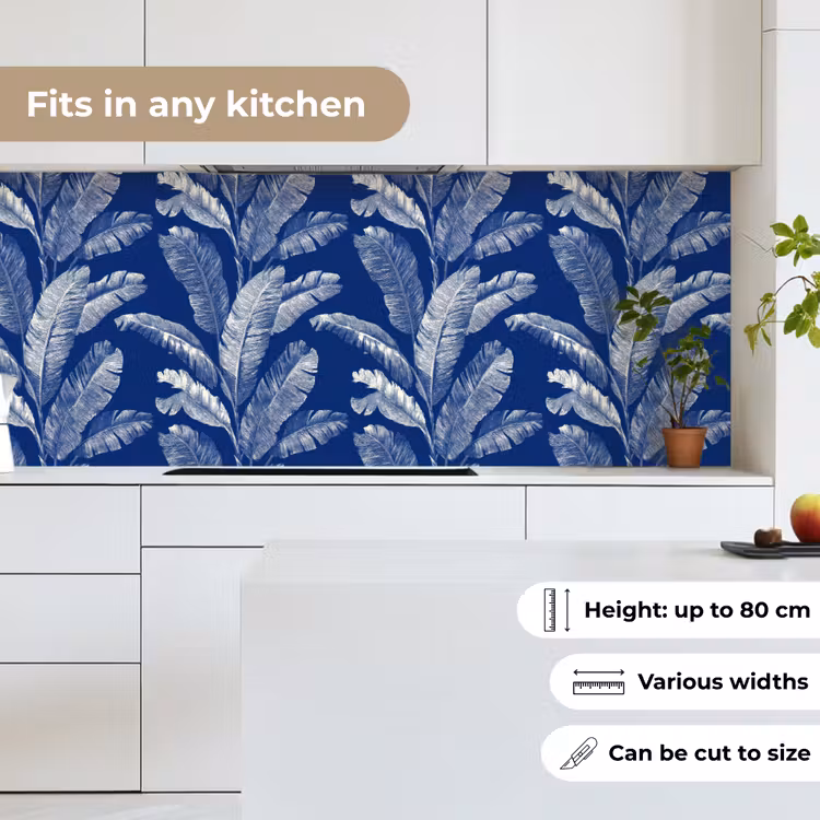Blad - Palm - Blauw keuken achterwand 2 middel 871 -sfeer4_UK