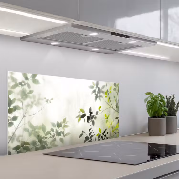 Blad - Schaduw - Natuur - Abstract - Groen keuken achterwand spatscherm middel -3d_schuin