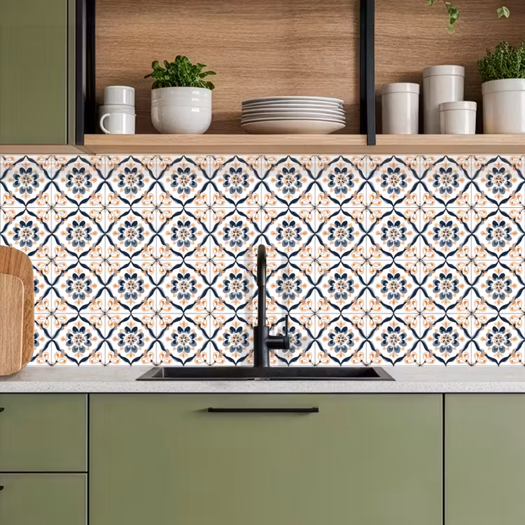 Bladvorm - Patroon - Kleurrijk keuken achterwand 2 middel 871 -sfeer3
