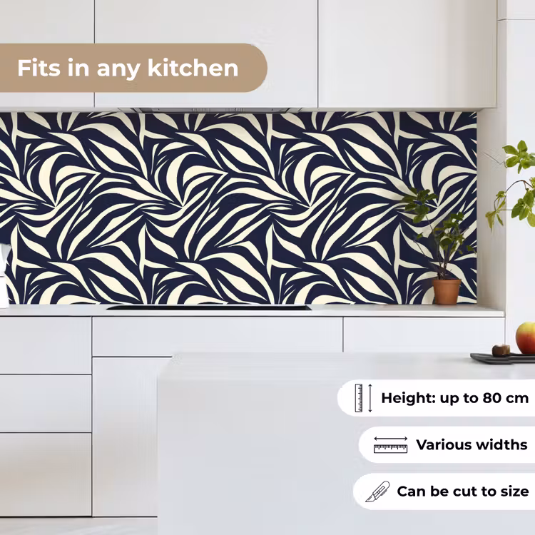 Bladvormen - Blauw - Patroon - Wit keuken achterwand 2 middel 871 -sfeer4_UK