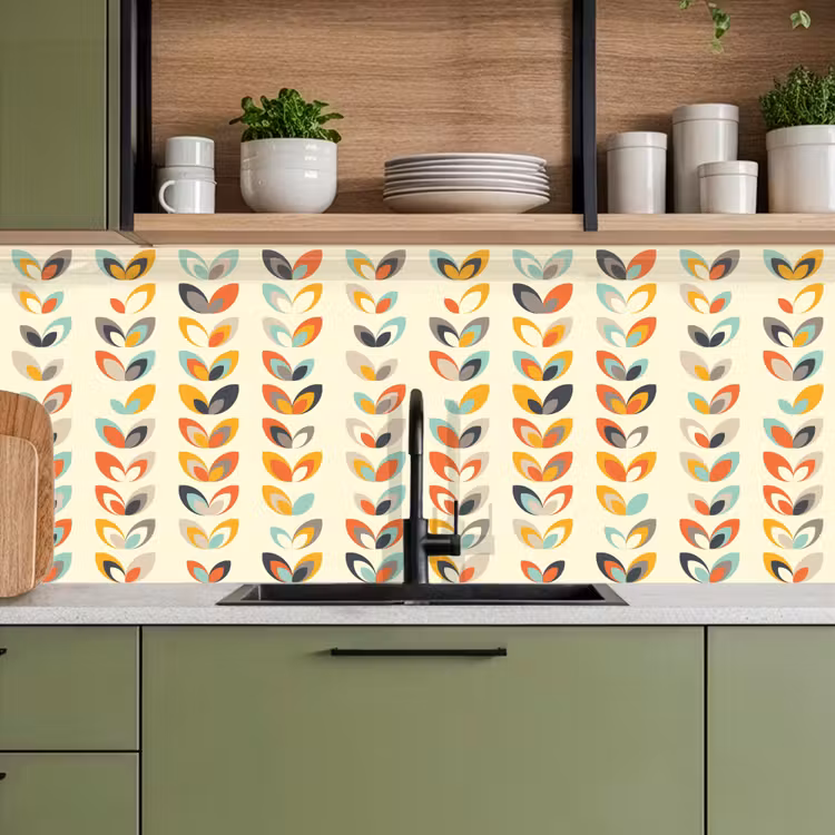 Bladeren - Jaren 50 - Patroon keuken achterwand 2 middel 871 -sfeer3