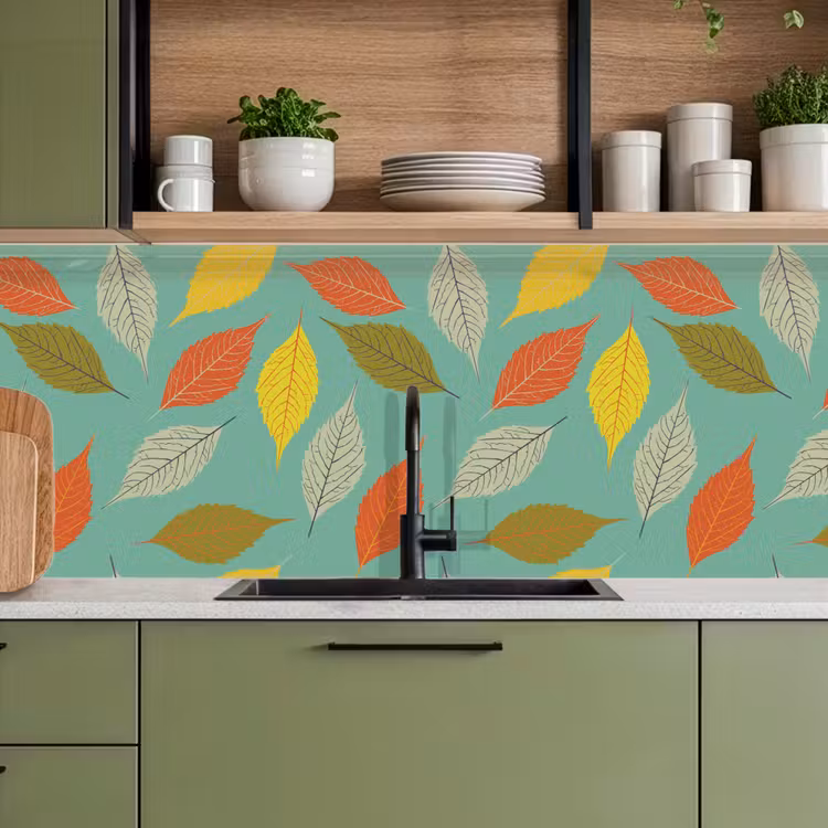 Bladeren - Herfst - Vintage - Pastel - Patroon keuken achterwand 2 middel 871 -sfeer3