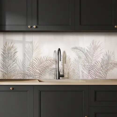 Bladeren - Beige - Botanisch - Vintage keuken achterwand 2 middel -sfeer1