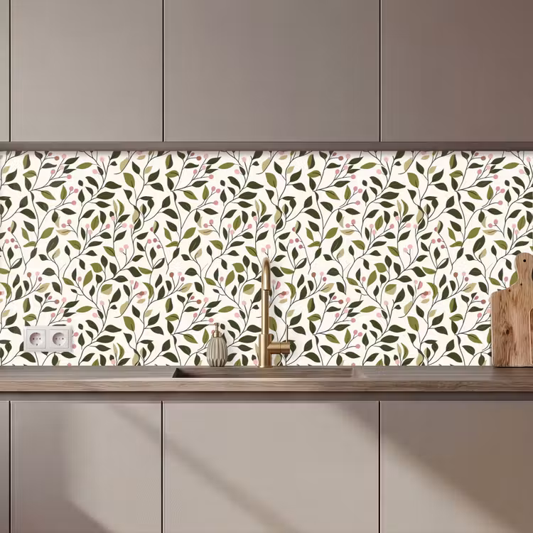 Bladeren - Bessen - Roze keuken achterwand 2 middel 871 zz_3dshopping