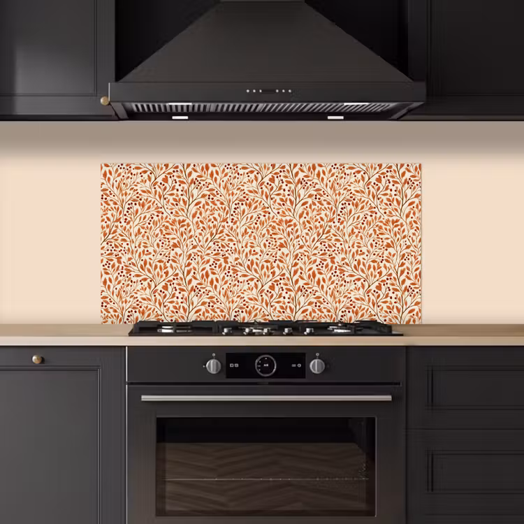 Bladeren - Botanisch - Terracotta keuken achterwand spatscherm middel 899 -sfeer1