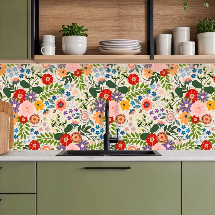Bladeren - Bloemen - Design keuken achterwand 2 middel 871 -sfeer3
