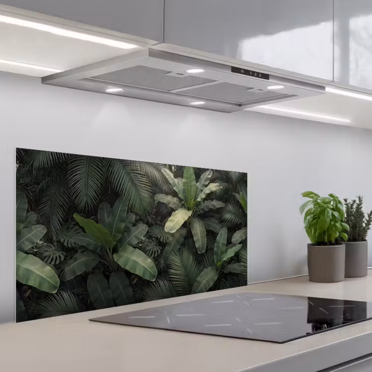 Bladeren - Groen - Tropisch - Natuur keuken achterwand spatscherm middel -3d_schuin
