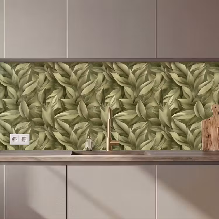 Bladeren - Modern - Groen keuken achterwand 2 middel 871 zz_3dshopping