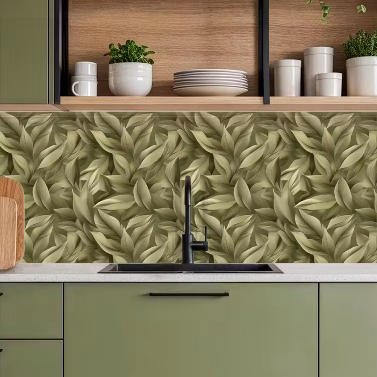 Bladeren - Modern - Groen keuken achterwand 2 middel 871 -sfeer3